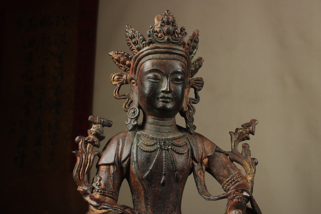 Chinese antique pure copper Manjusri Samantabhadra