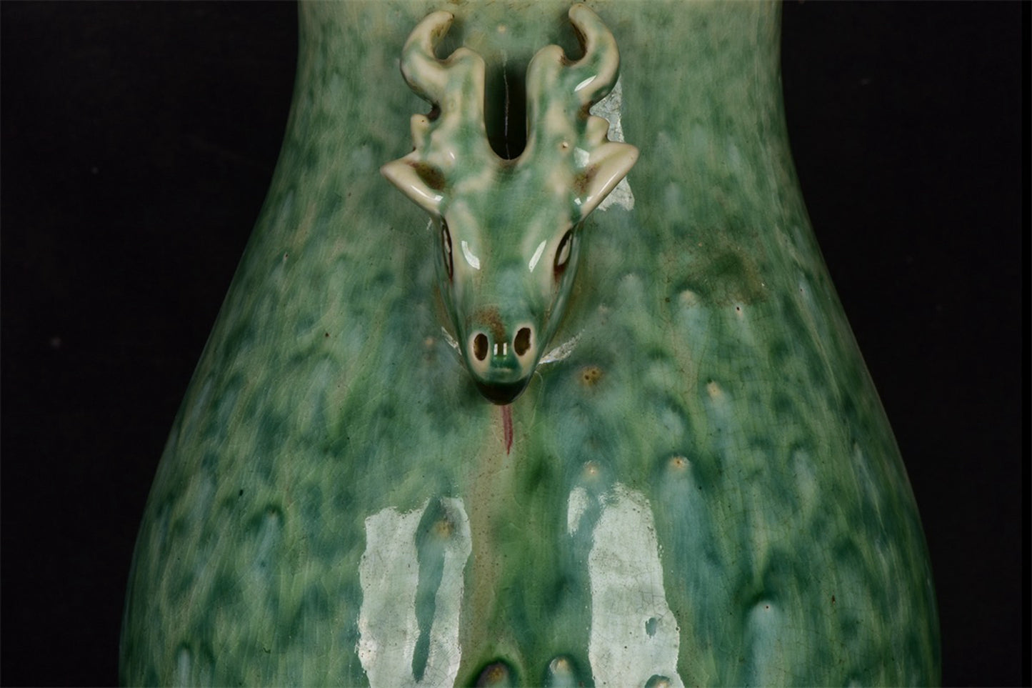 Chinese Antique Beauty Drunken Double Eared Deer Head Zun