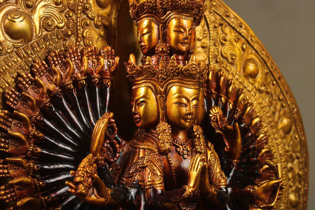 Chinese antique pure copper Thousand Handed Guanyin