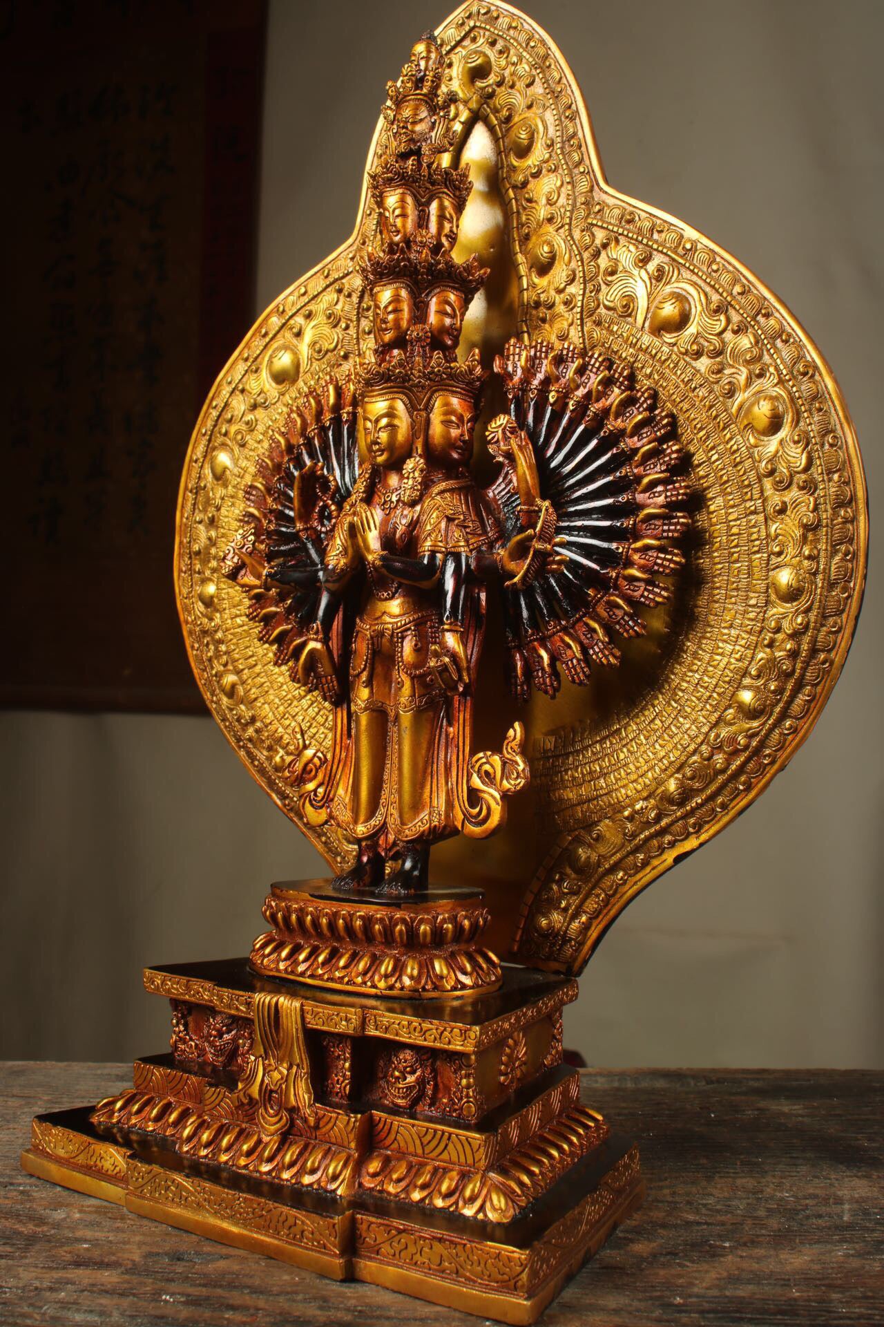 Chinese antique pure copper Thousand Handed Guanyin