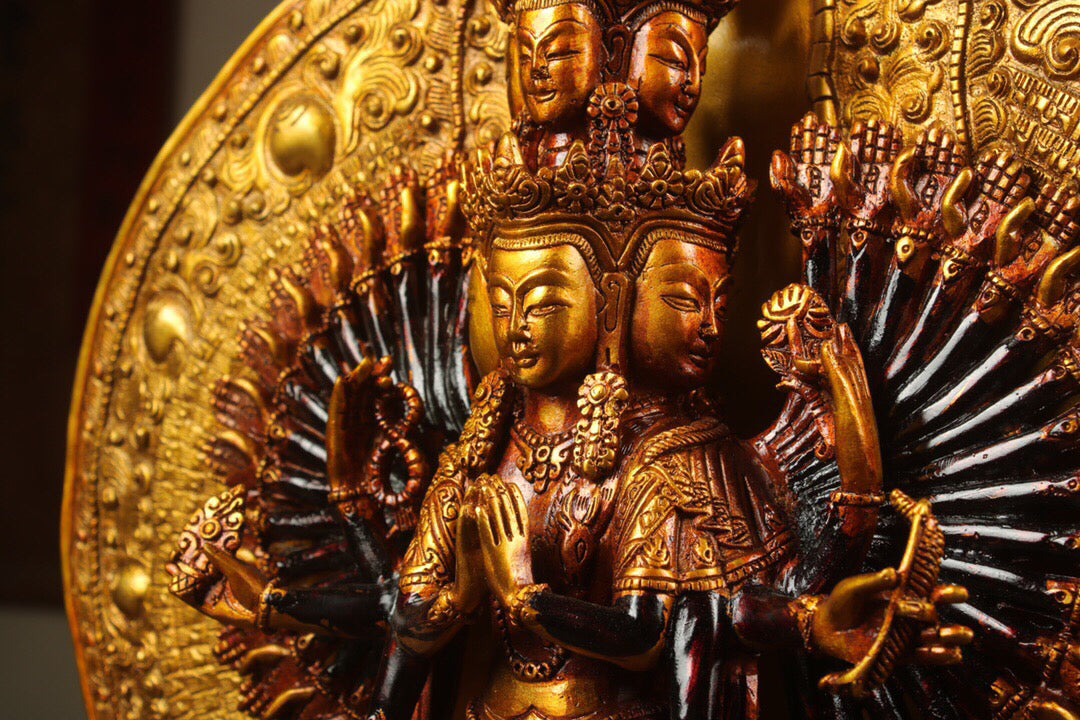 Chinese antique pure copper Thousand Handed Guanyin