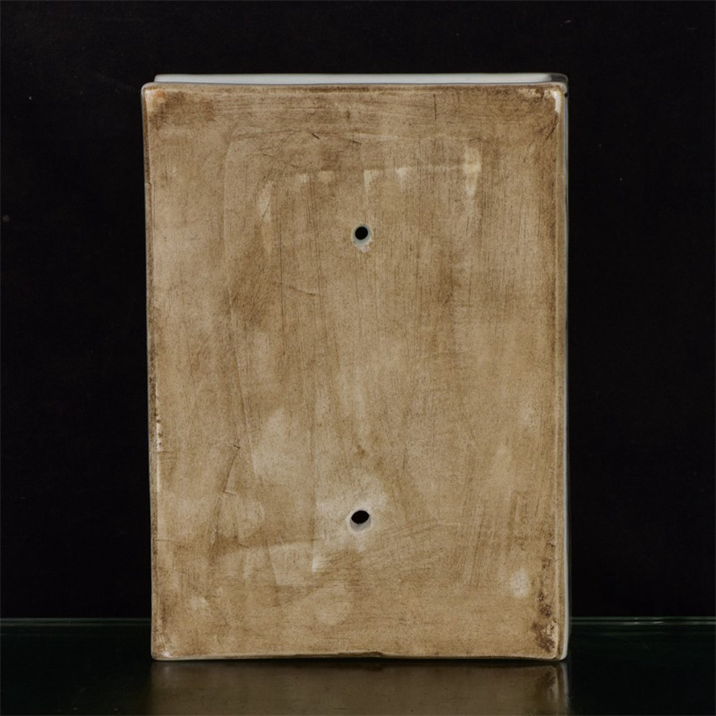 Chinese antique blue and white glazed book sculptures with red floral patterns