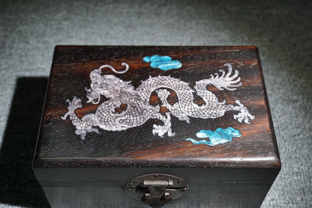 Chinese antique ebony jewelry box