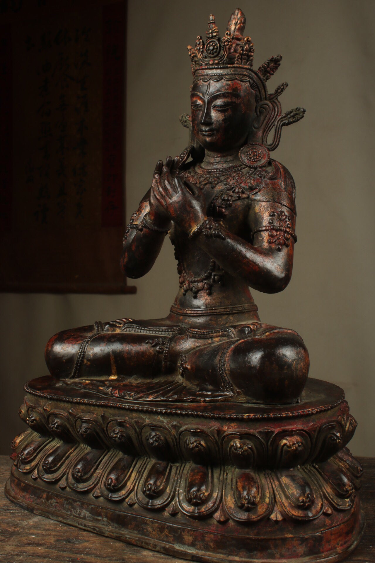 Chinese antique pure copper Maitreya
