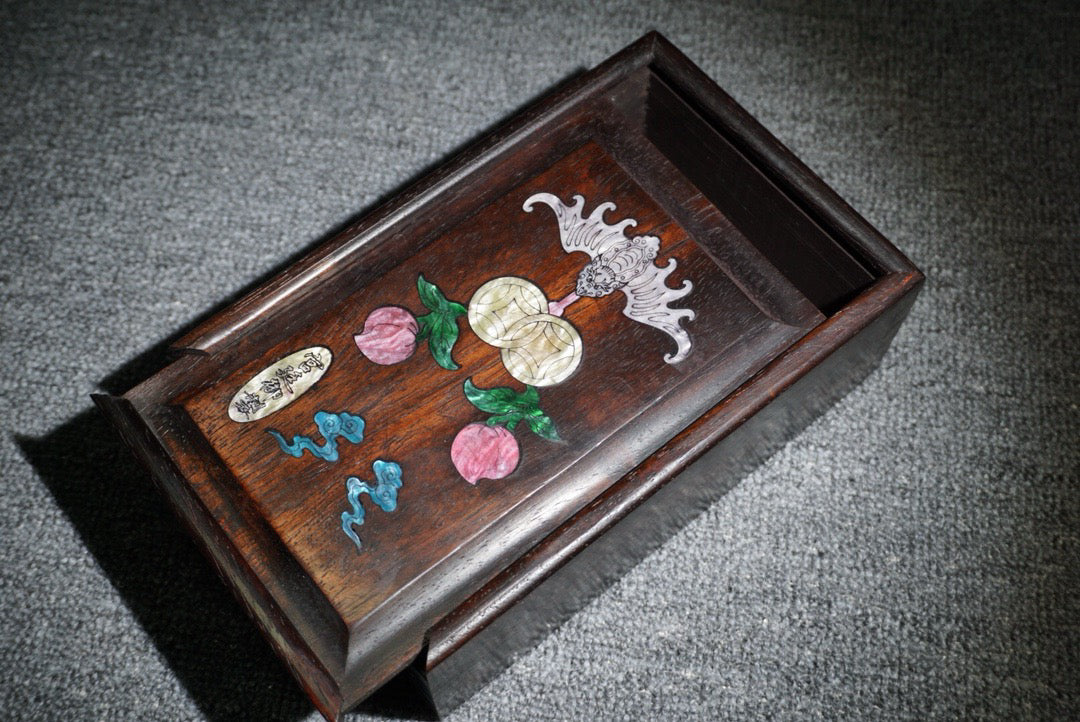 Chinese antique ebony sliding box