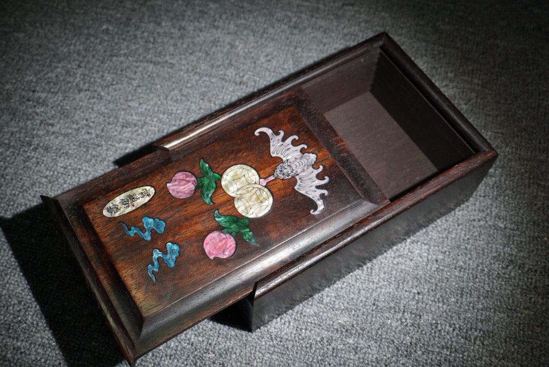 Chinese antique ebony sliding box