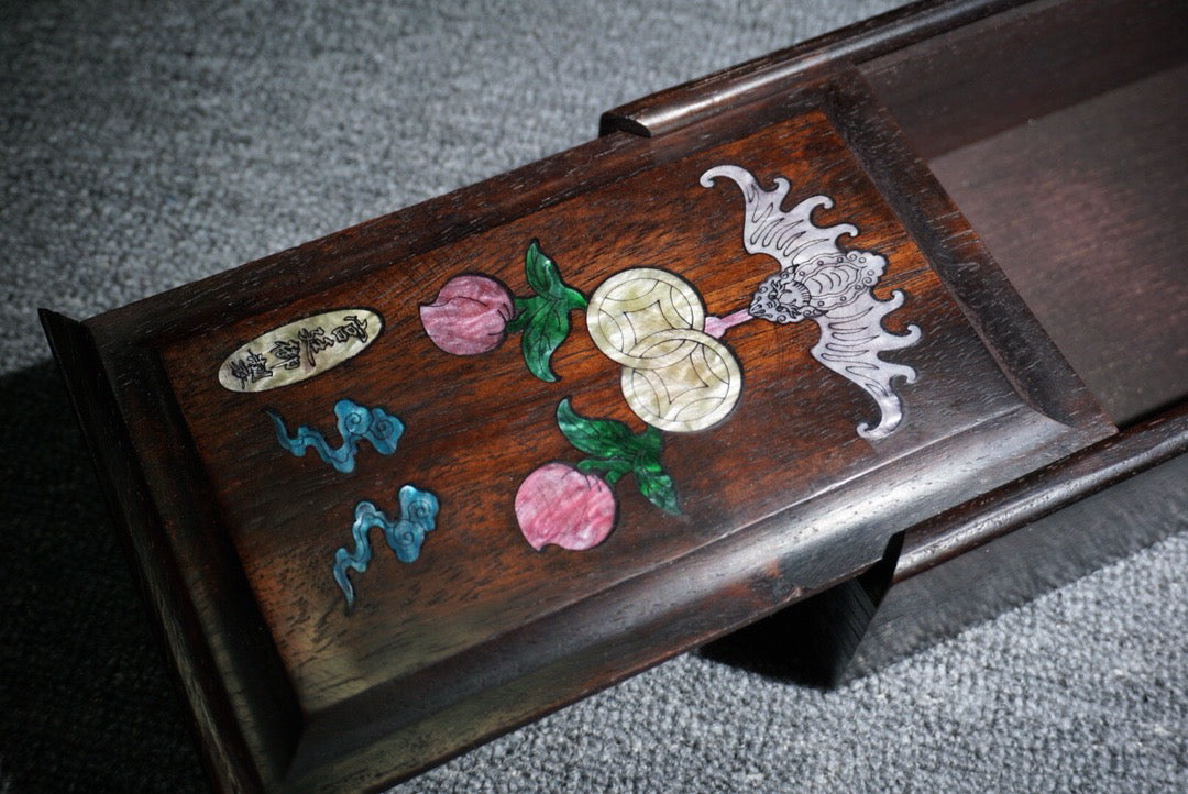 Chinese antique ebony sliding box