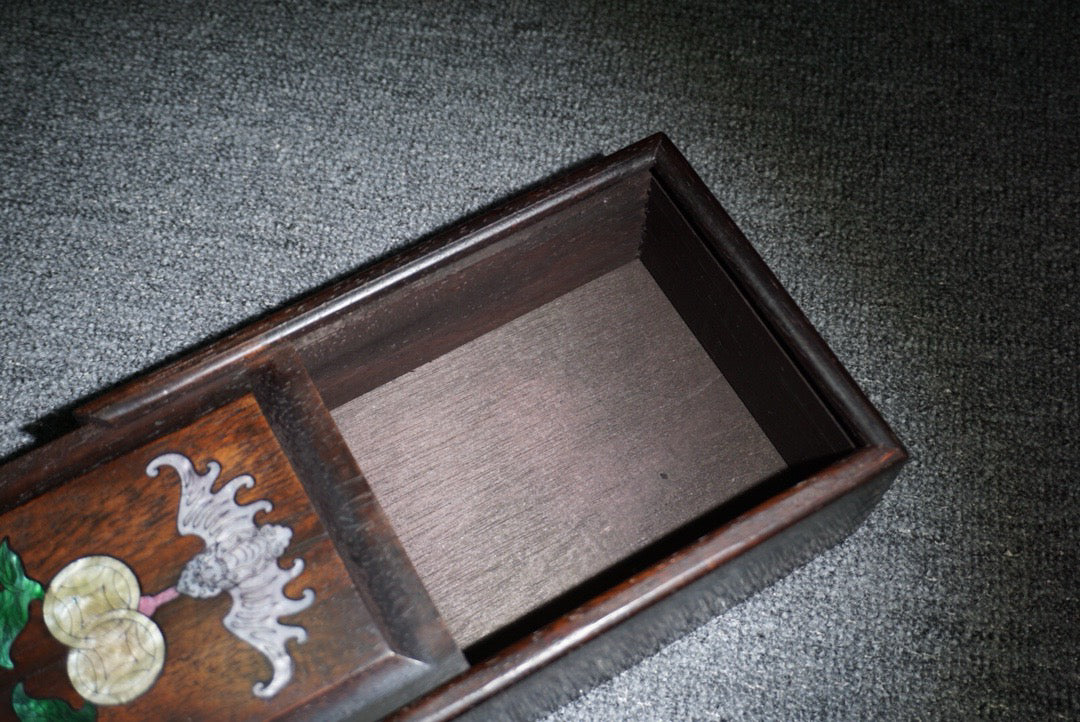 Chinese antique ebony sliding box