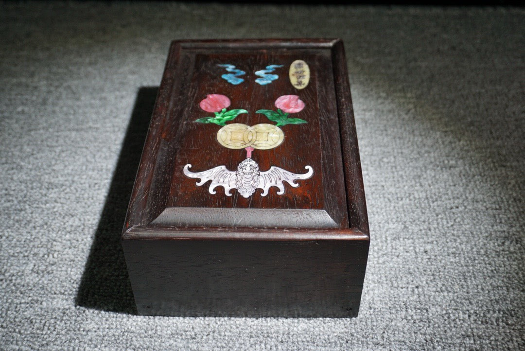 Chinese antique ebony sliding box