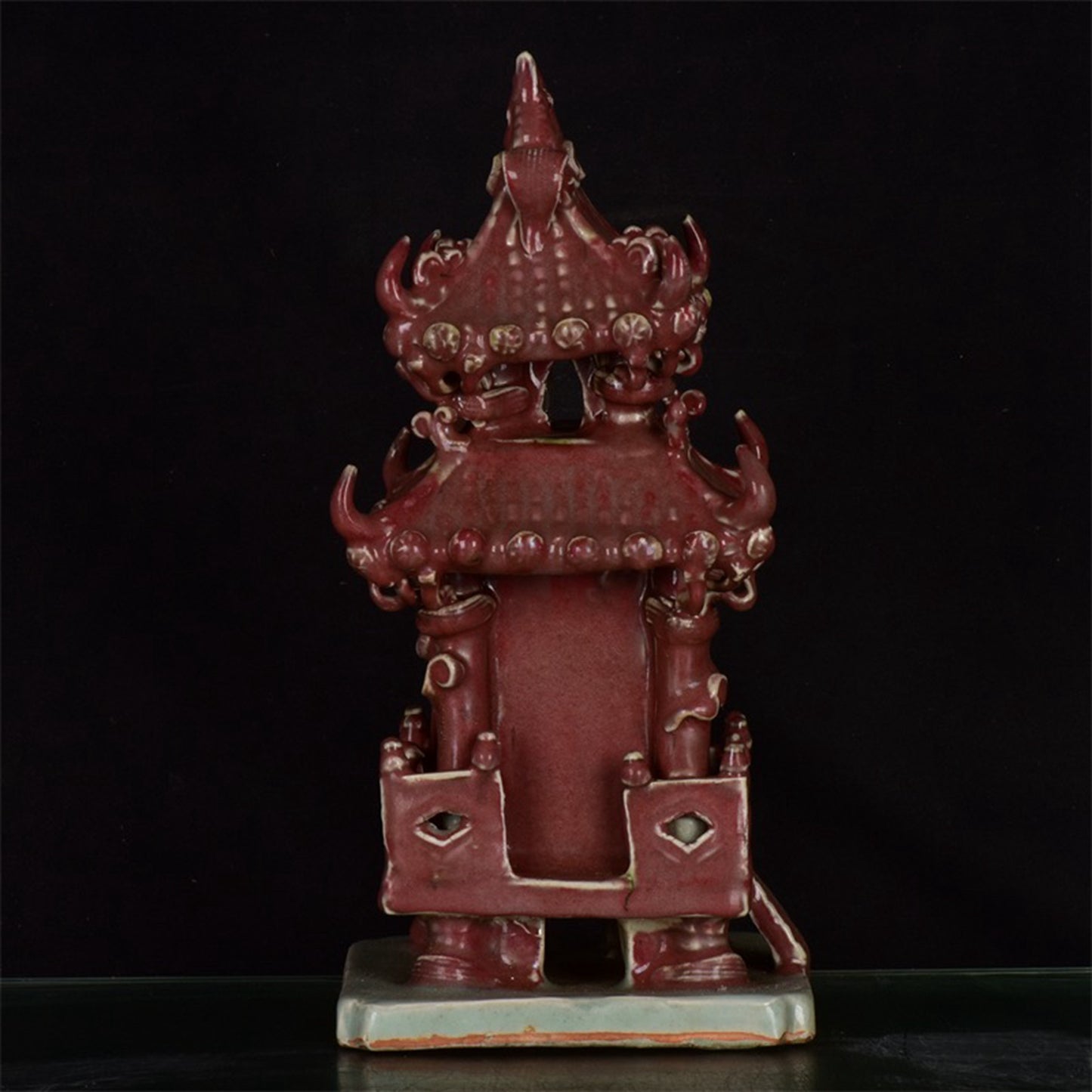 Chinese antique glazed red temple sculptures