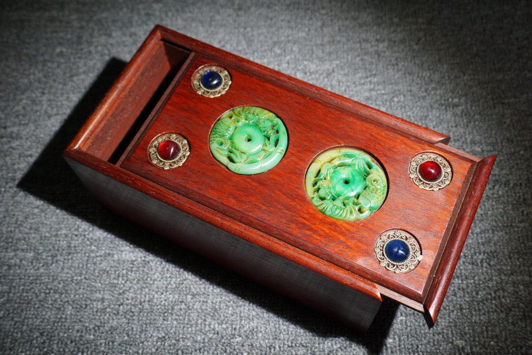 Chinese Antique Redwood Sliding Box