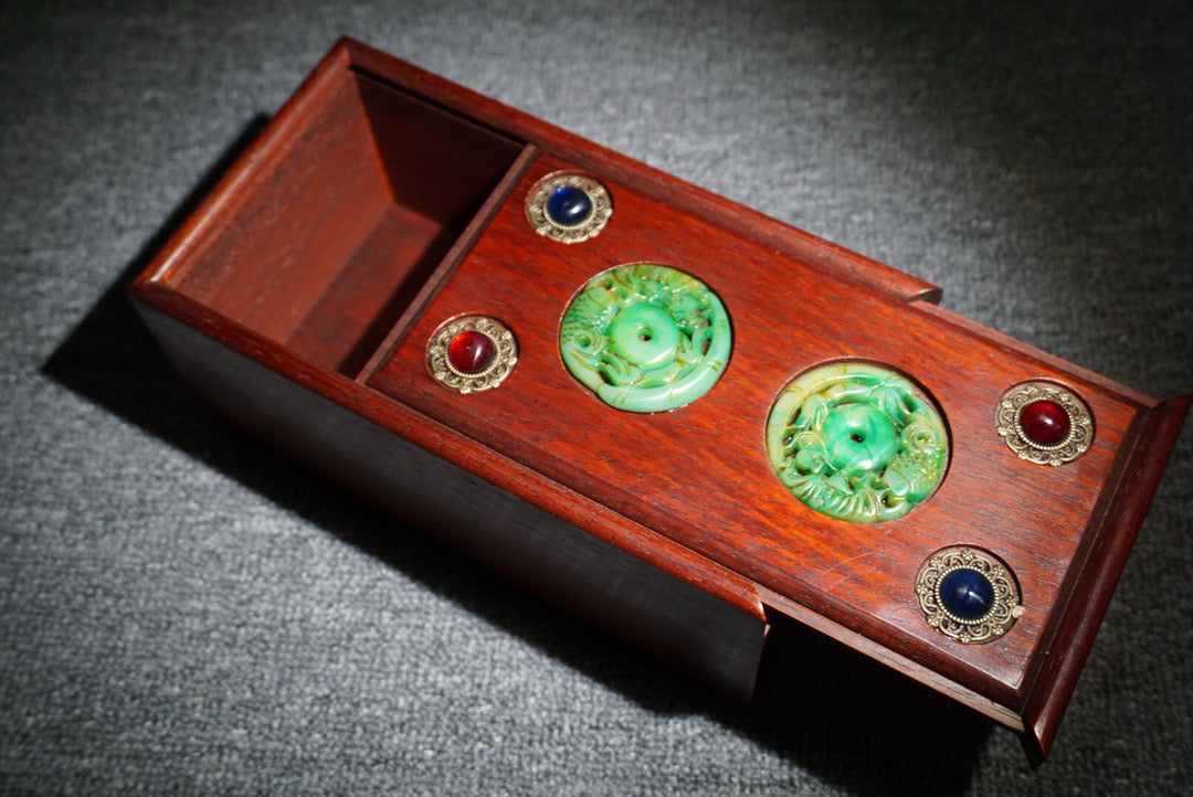 Chinese Antique Redwood Sliding Box