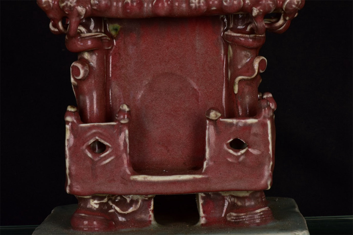 Chinese antique glazed red temple sculptures