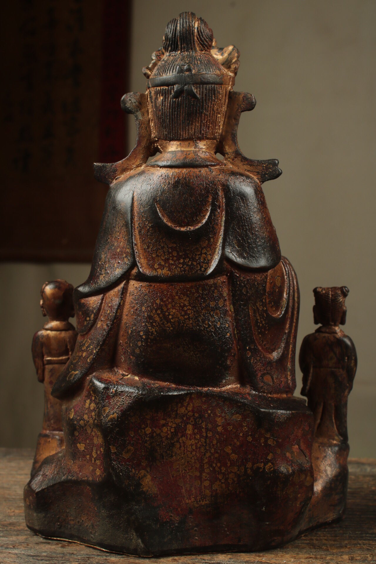 Chinese antique pure copper Guanyin two disciples