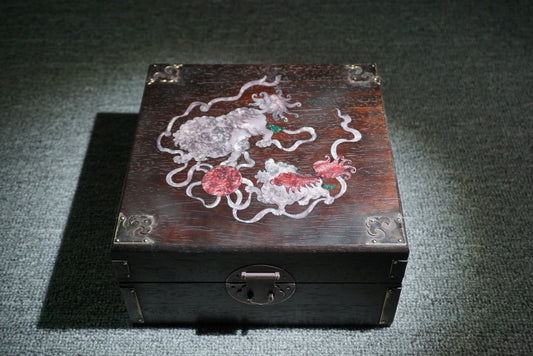 Chinese antique ebony jewelry box