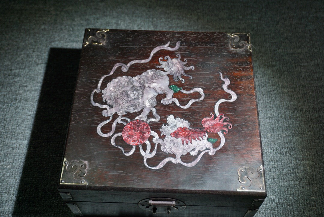 Chinese antique ebony jewelry box