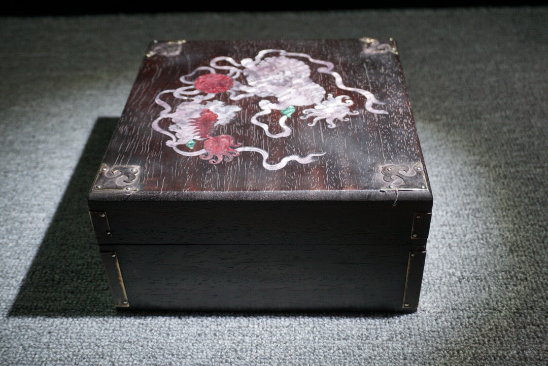 Chinese antique ebony jewelry box