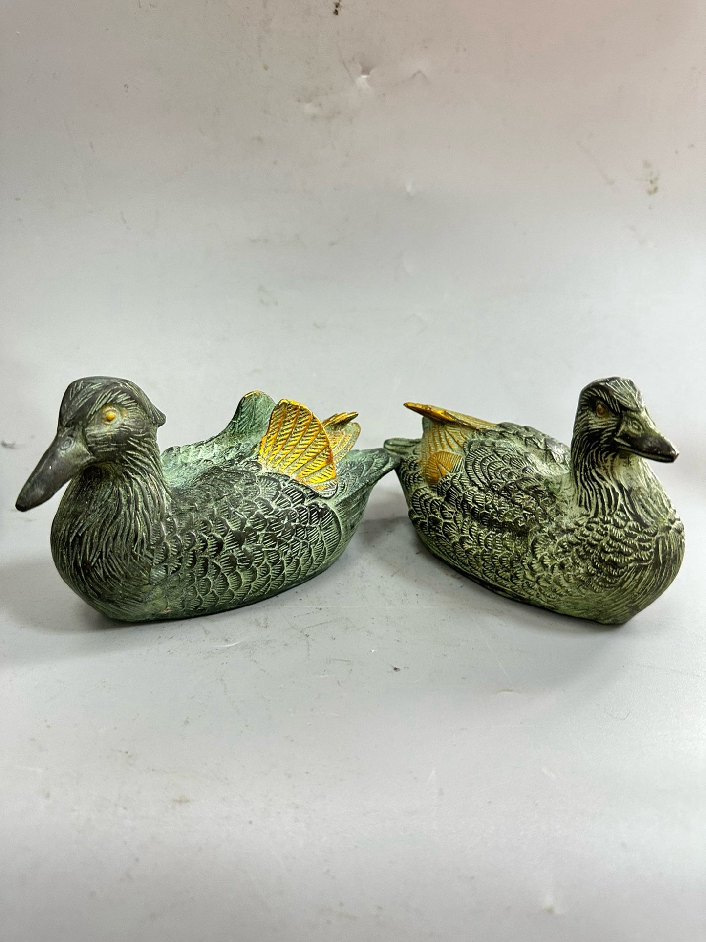 Pure copper antique gilded mandarin duck