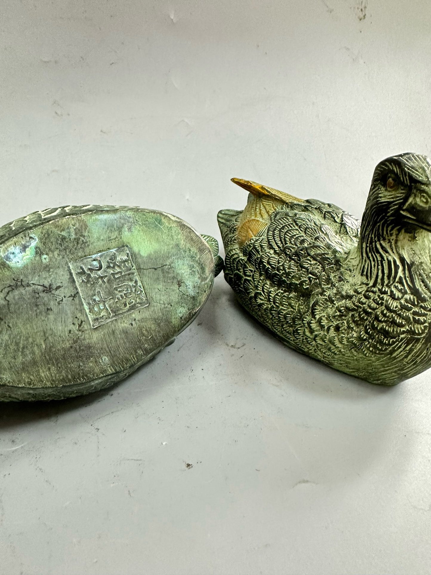 Pure copper antique gilded mandarin duck