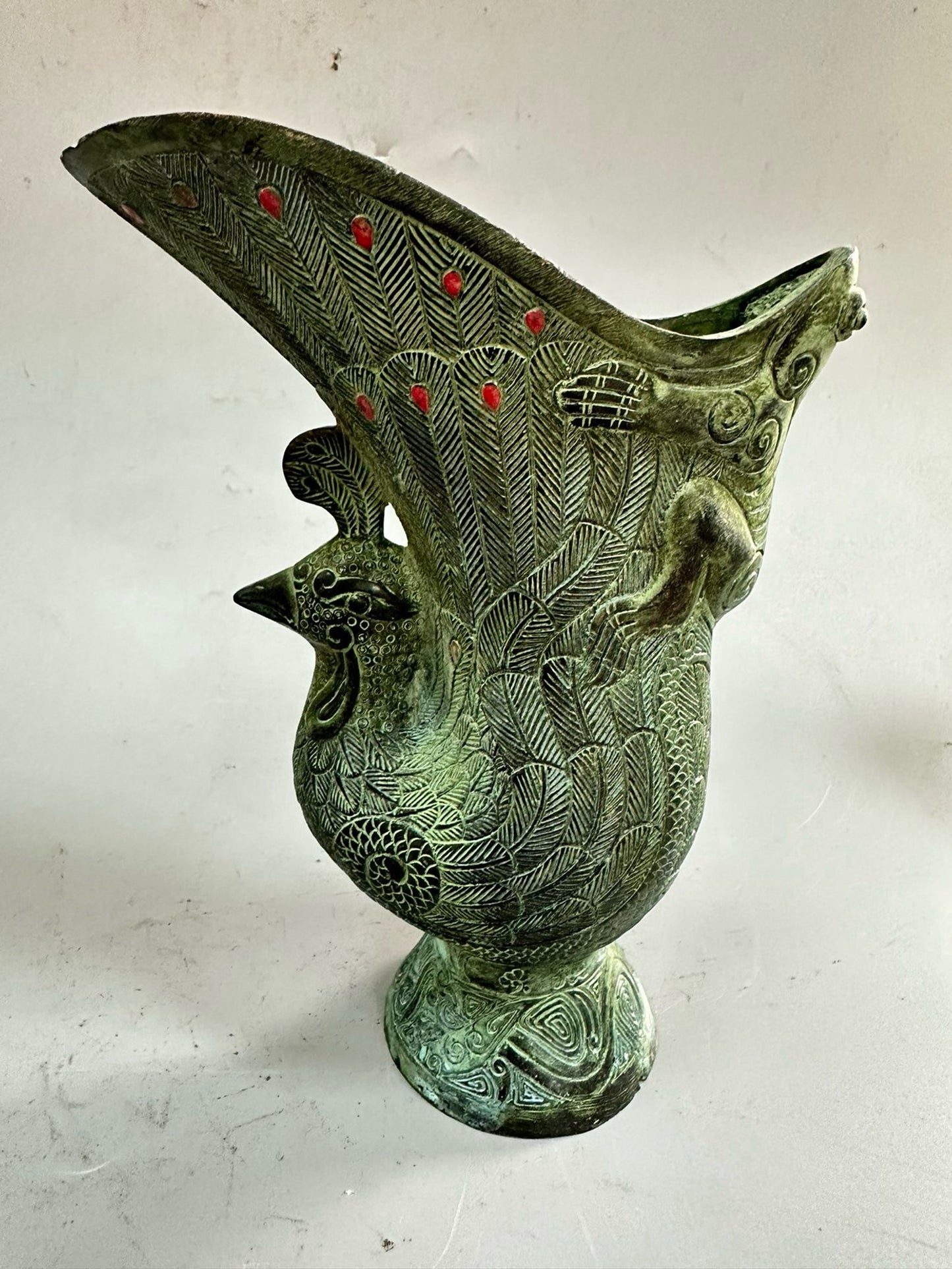 Pure copper antique phoenix statue
