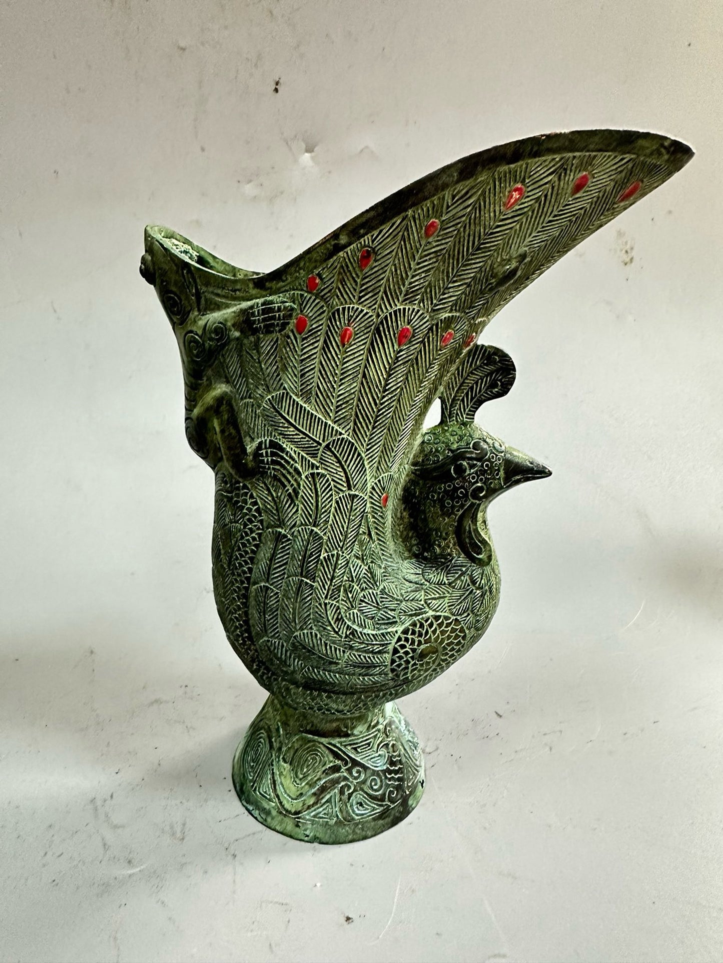 Pure copper antique phoenix statue