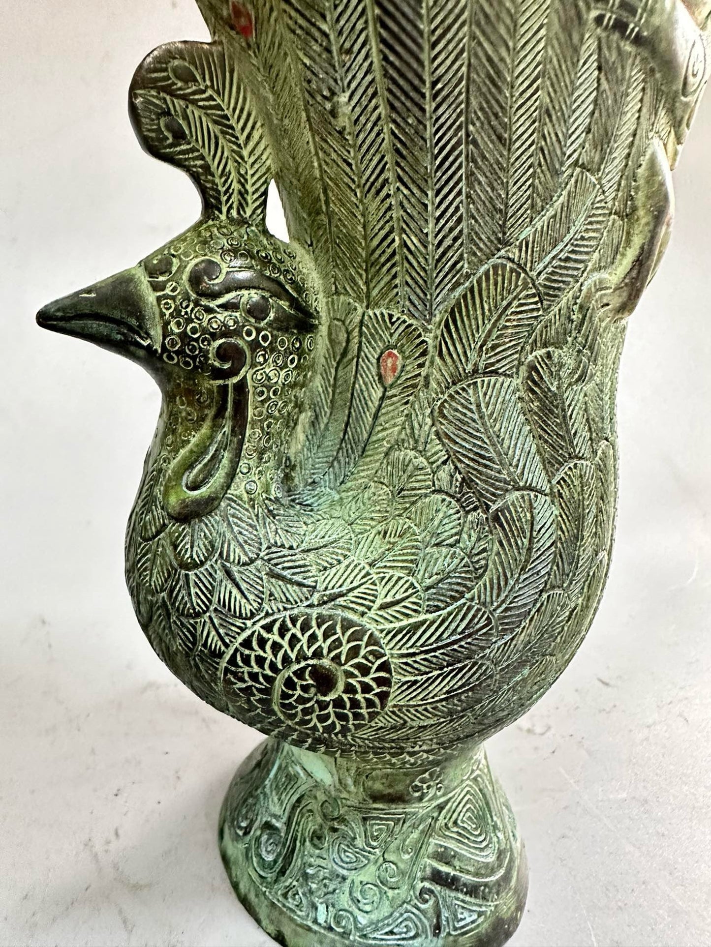 Pure copper antique phoenix statue