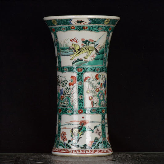 Chinese Antique Colorful Character Story Pattern Flower Drum