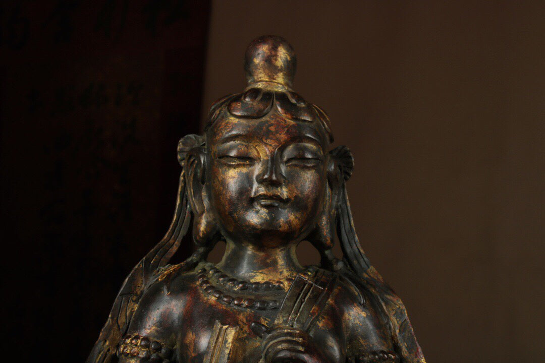 Chinese antique pure copper Guanyin