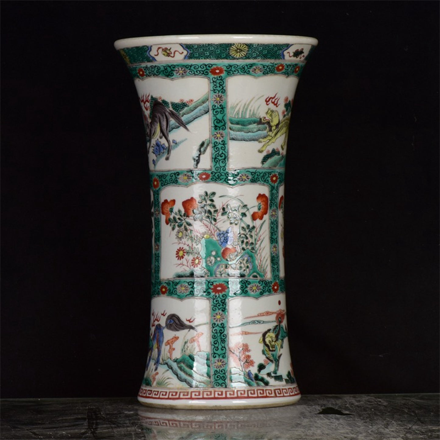 Chinese Antique Colorful Character Story Pattern Flower Drum