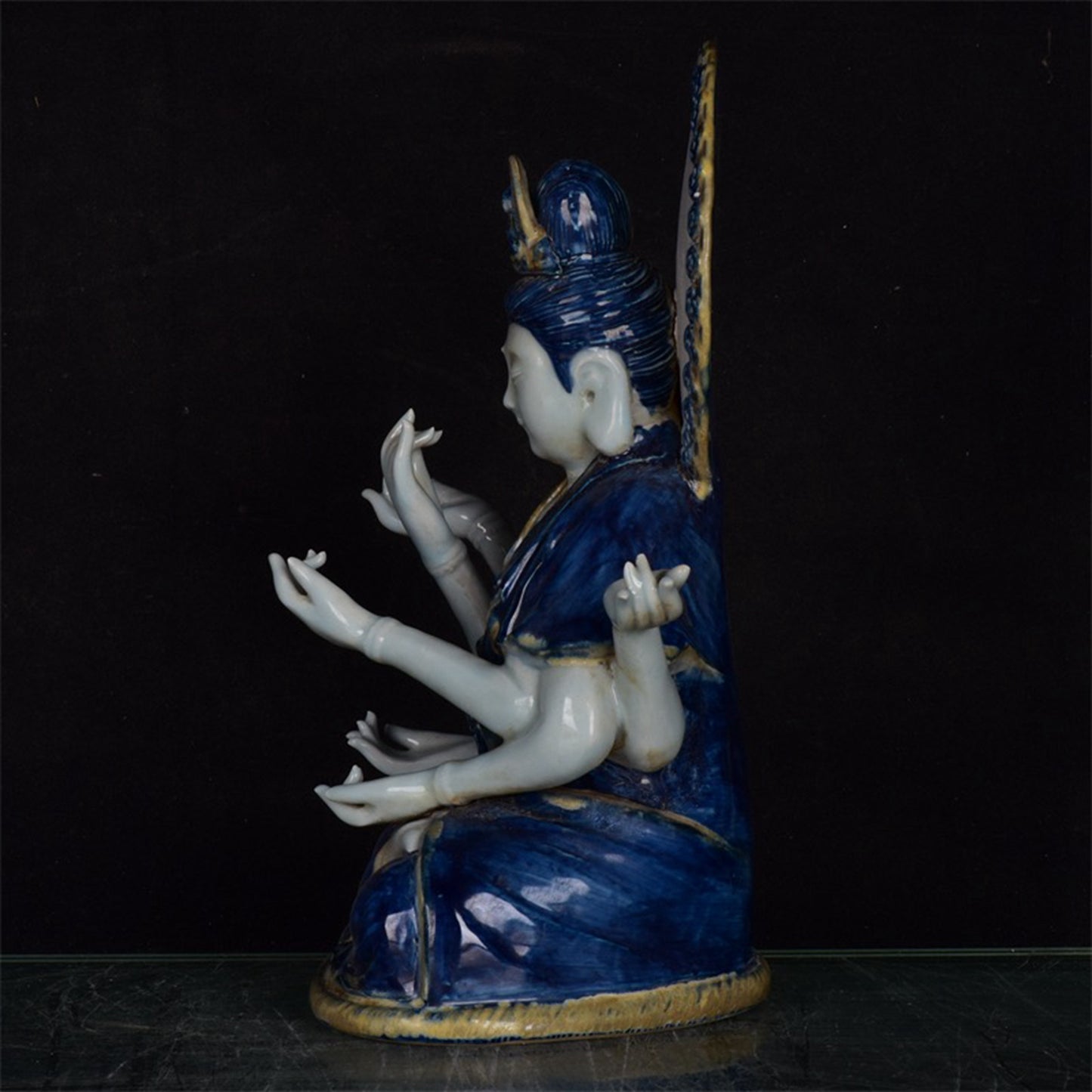 Chinese antique blue and white Guanyin sculpture
