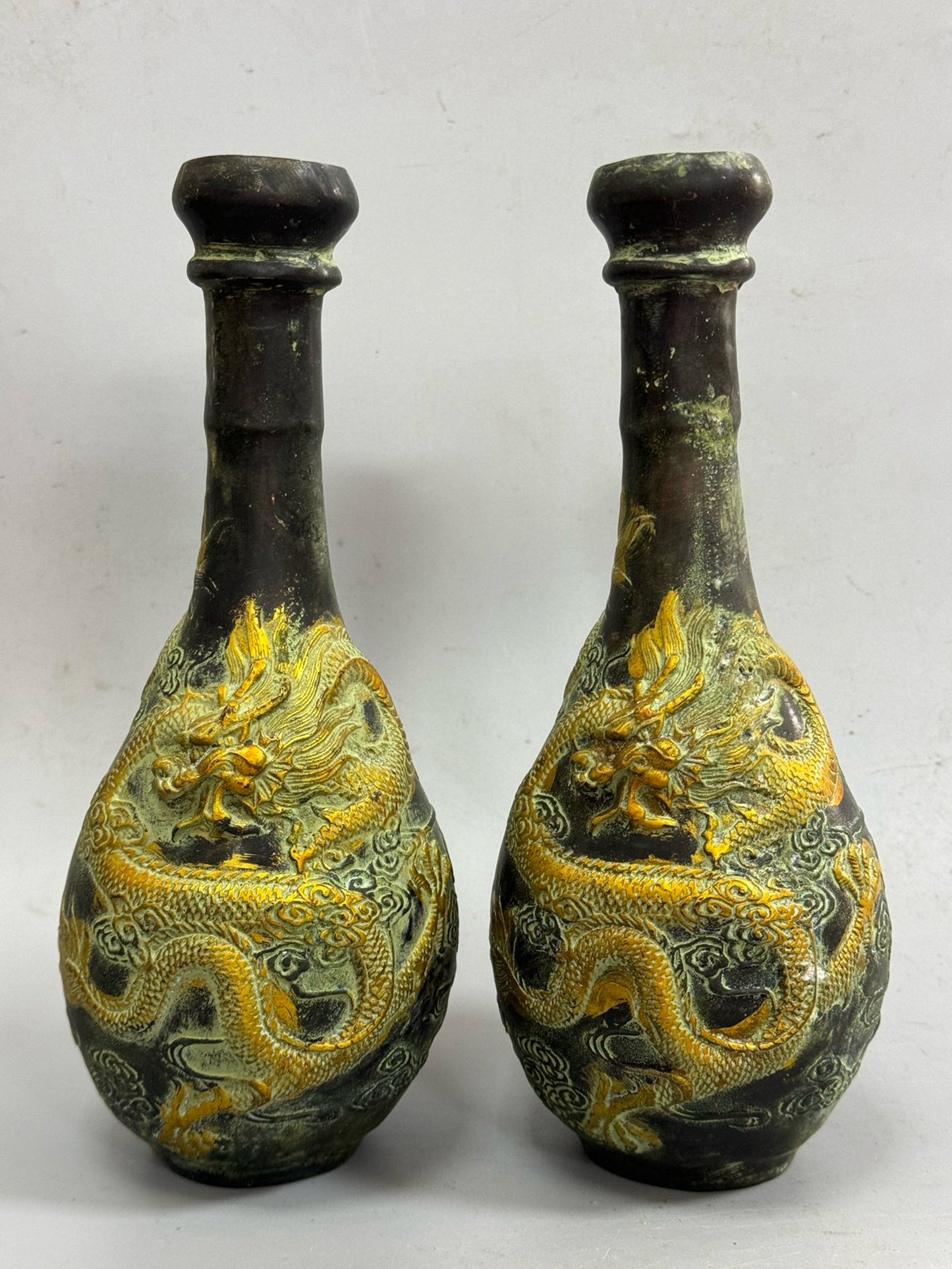 Pure copper gilded high dragon vase