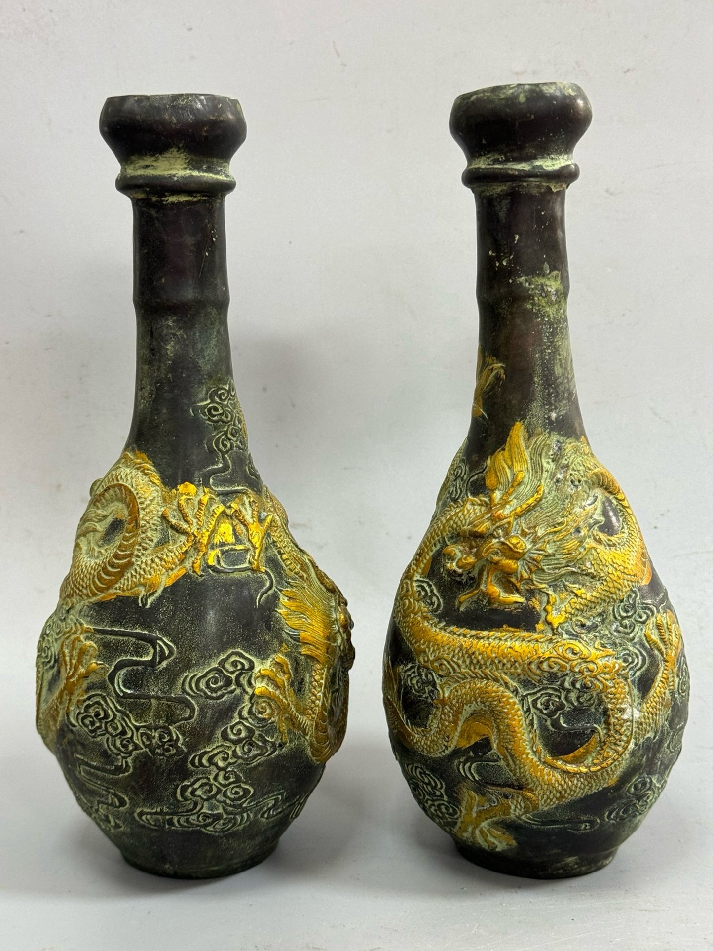 Pure copper gilded high dragon vase