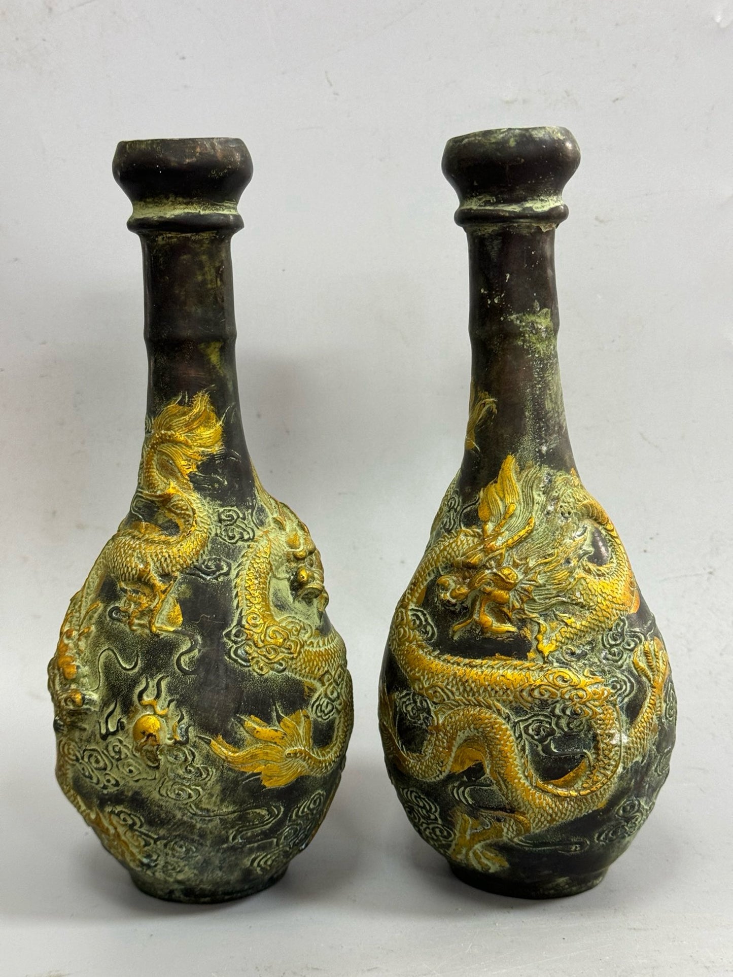 Pure copper gilded high dragon vase