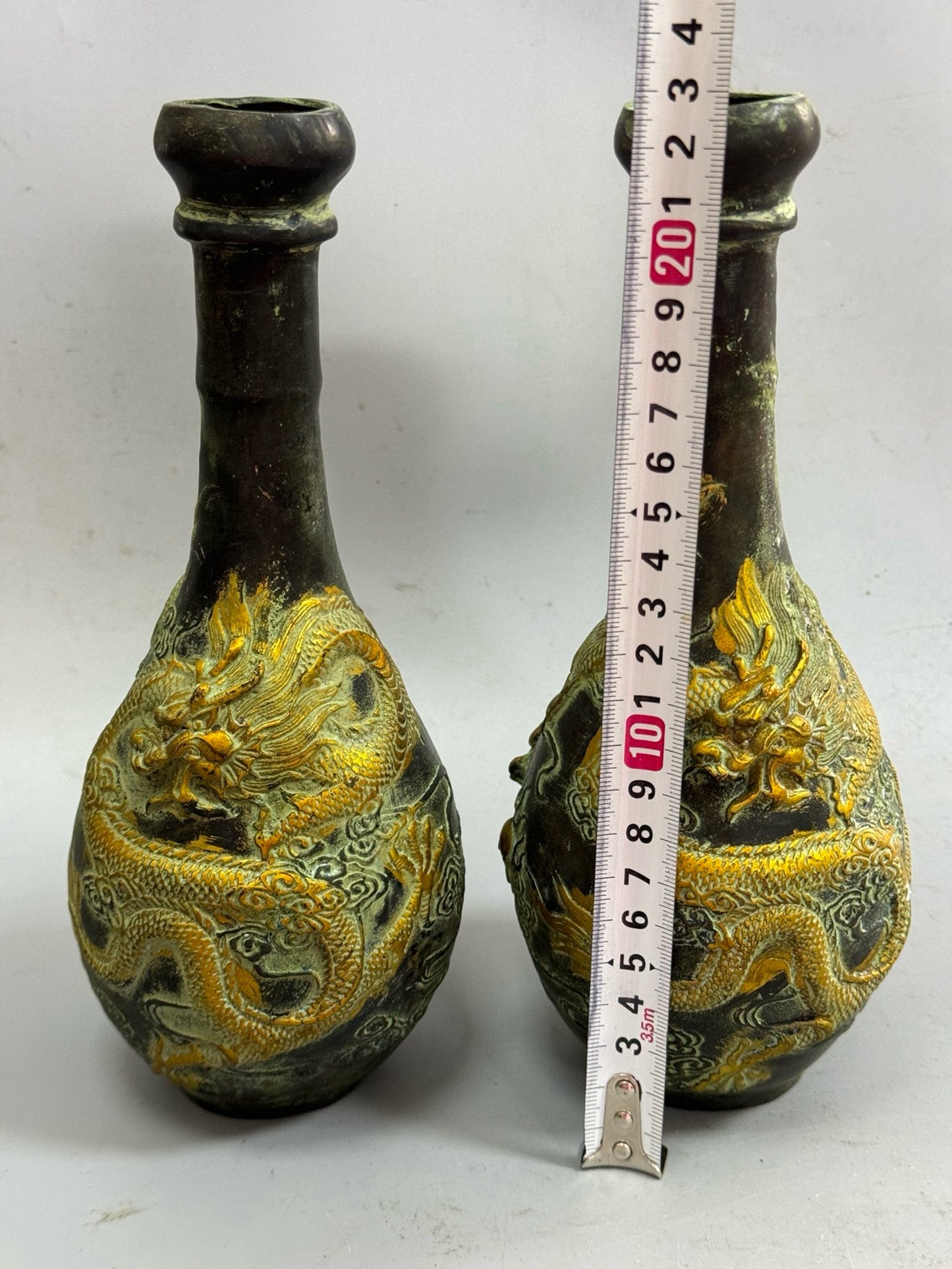 Pure copper gilded high dragon vase