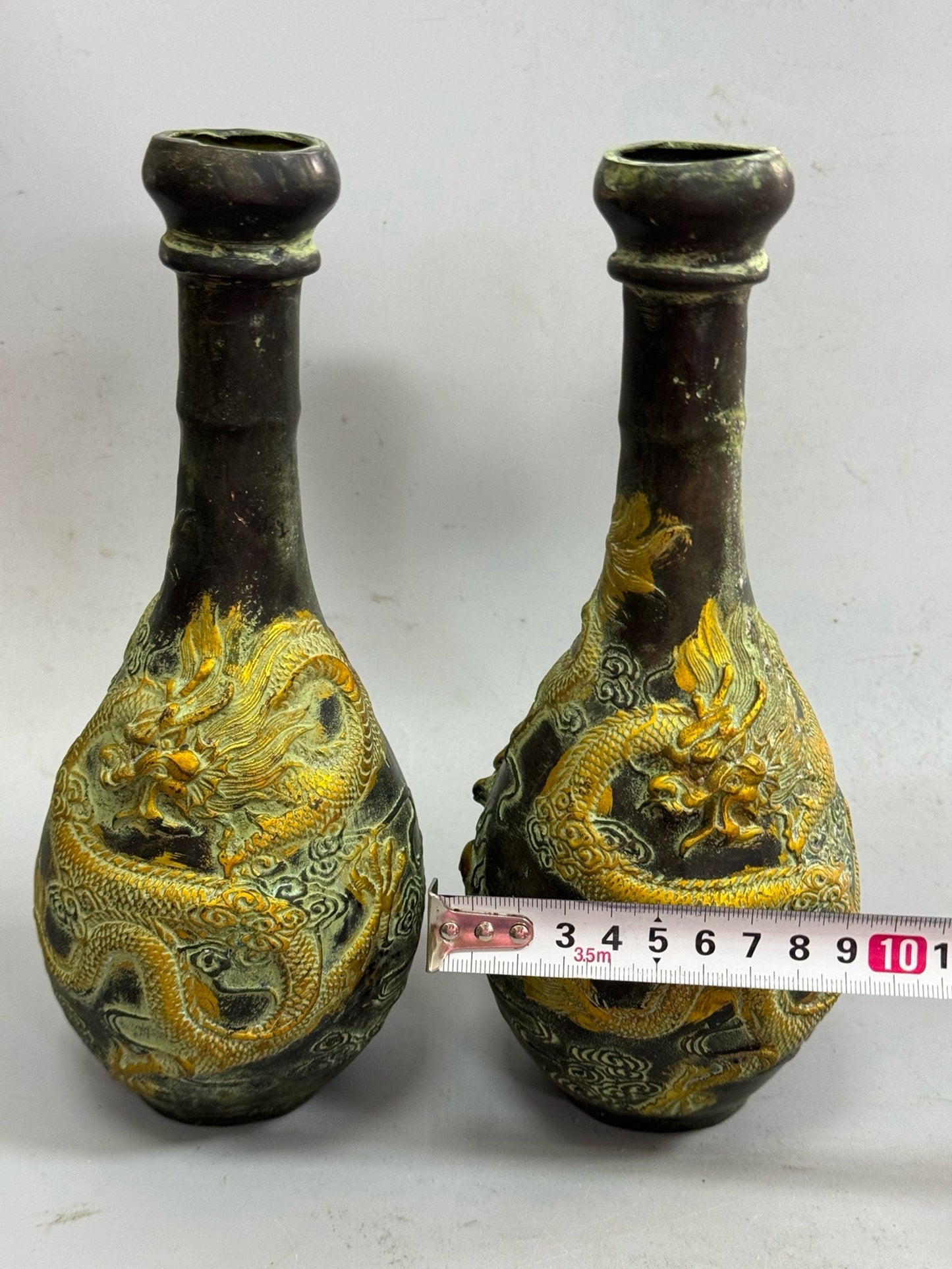 Pure copper gilded high dragon vase