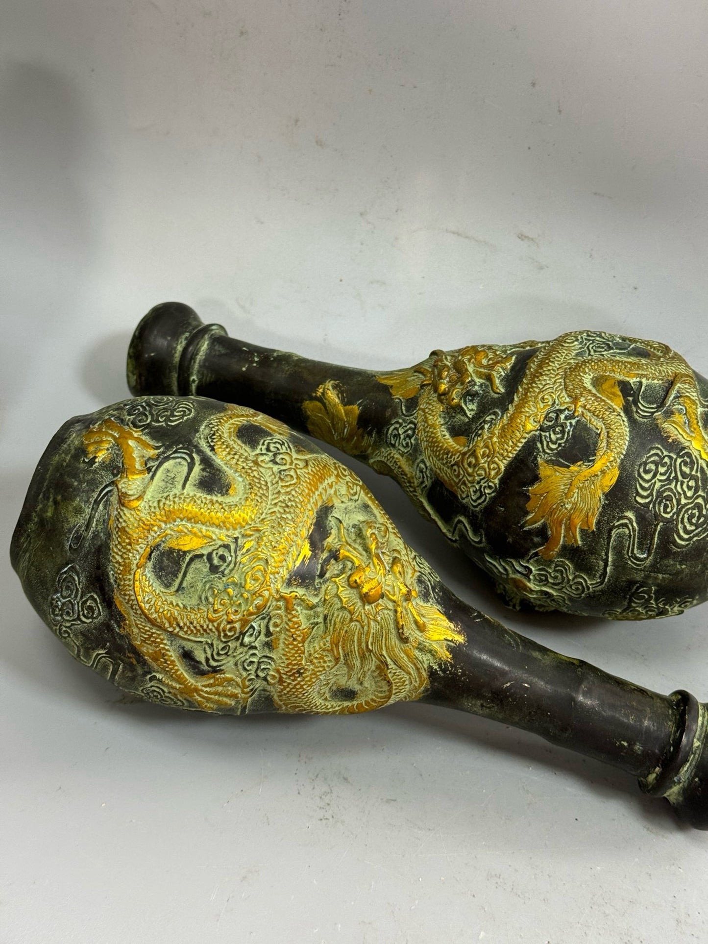 Pure copper gilded high dragon vase
