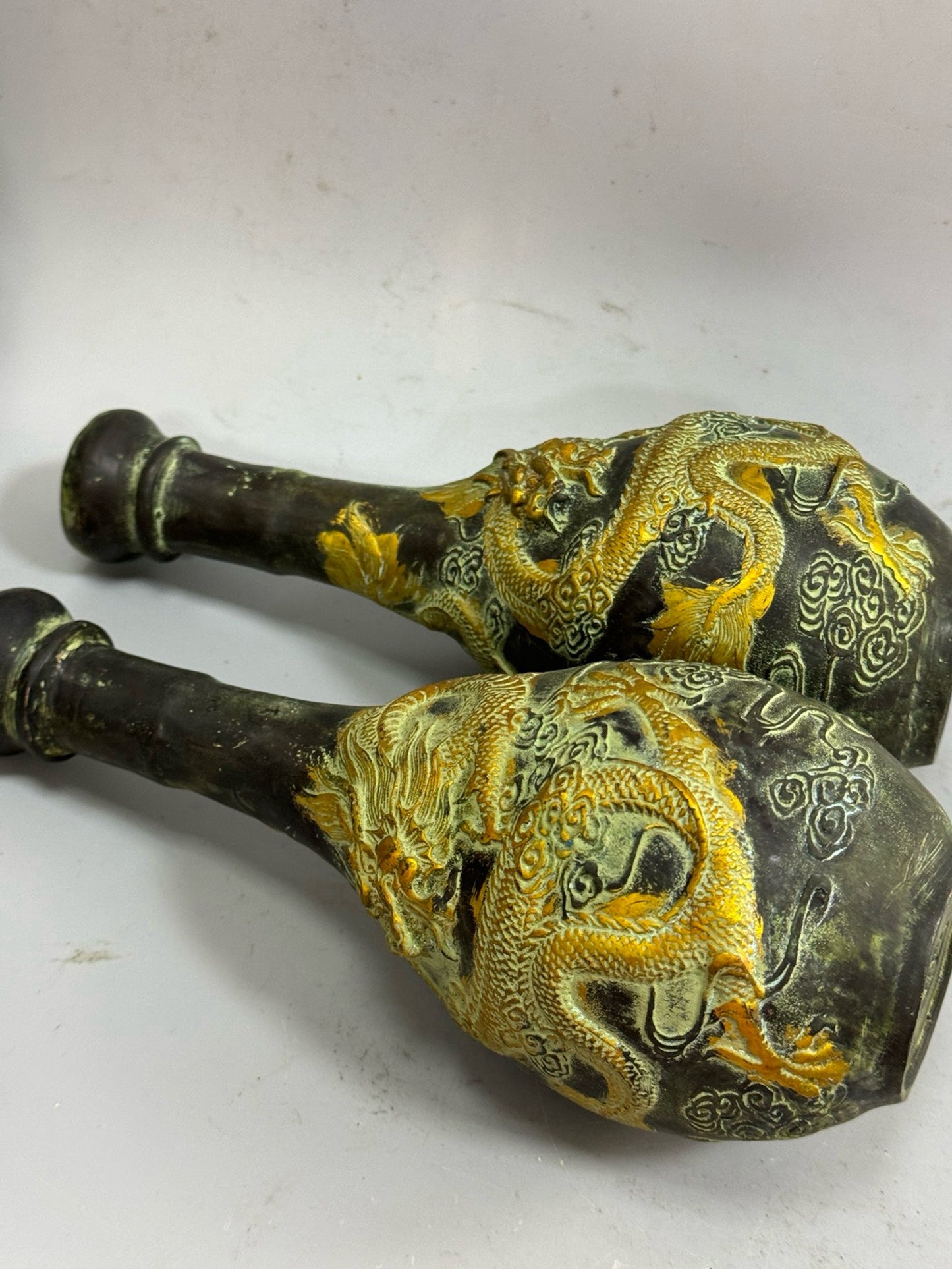 Pure copper gilded high dragon vase