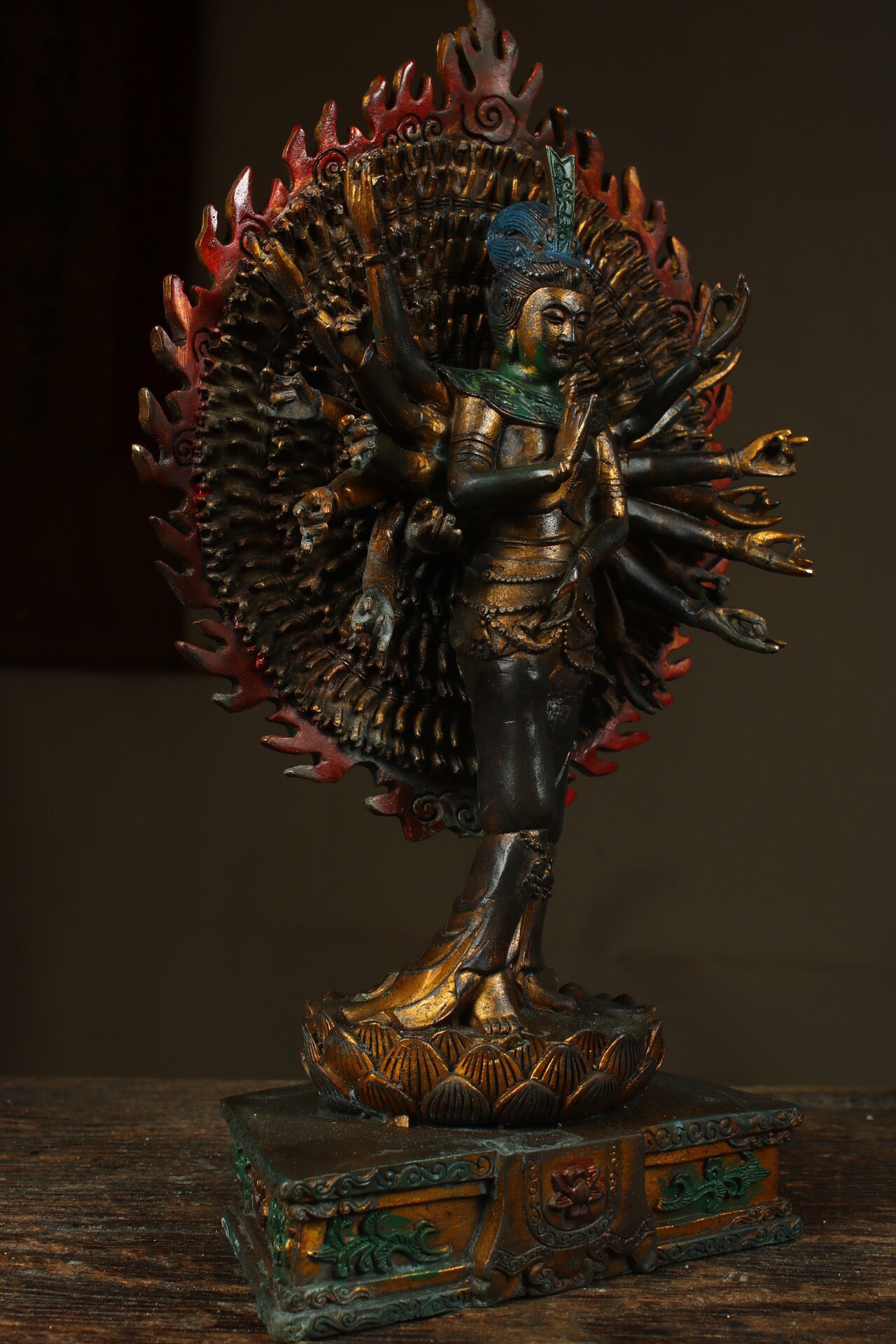 A Thousand Armed Guanyin made of pure copper antique from China