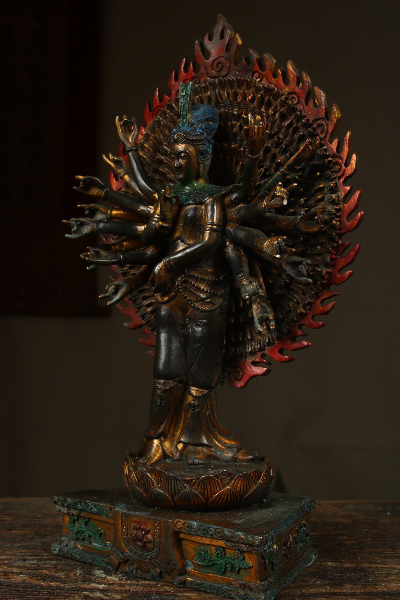 A Thousand Armed Guanyin made of pure copper antique from China