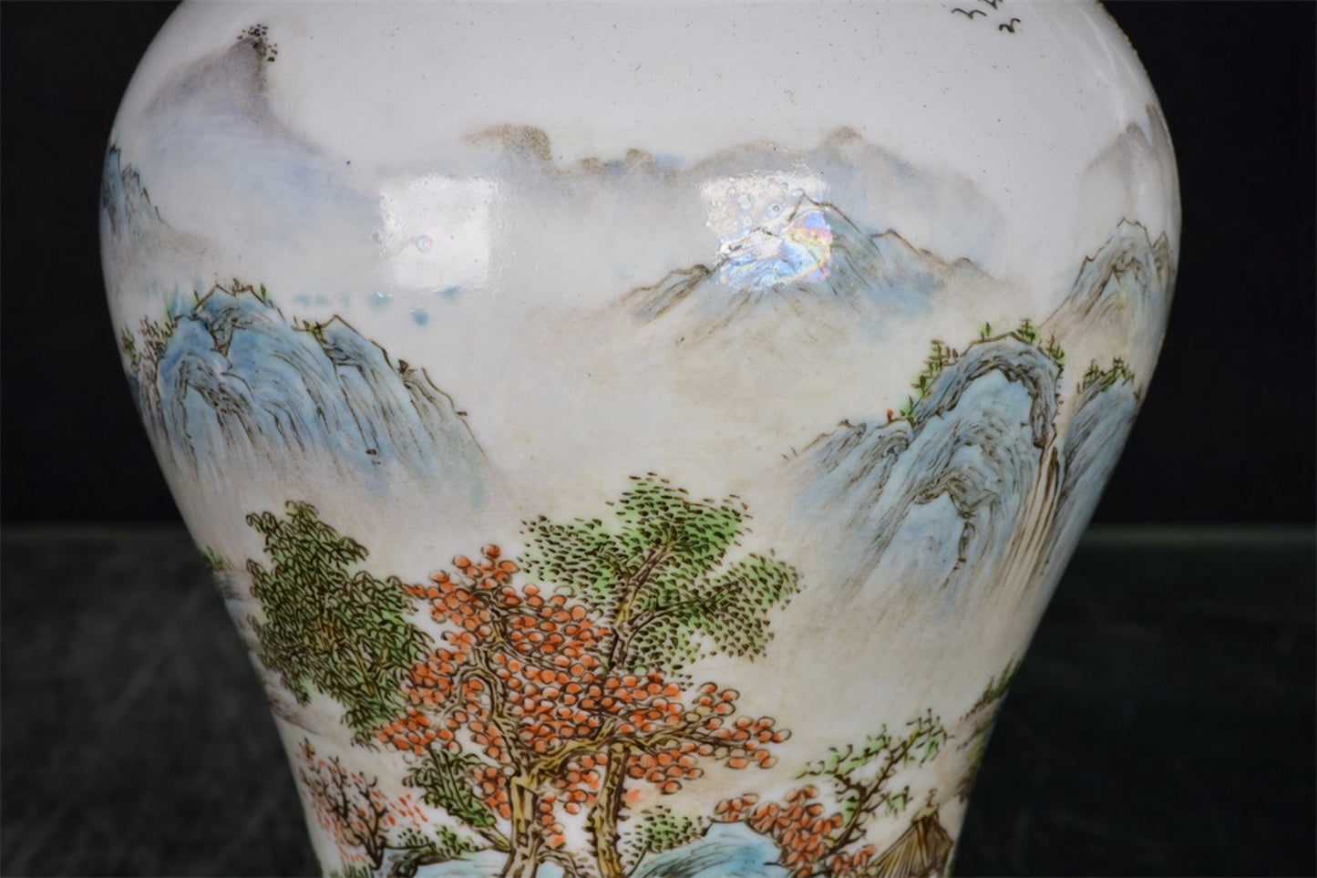 Chinese Antique Landscape Pattern Wang Xiaoting Painted General Jar