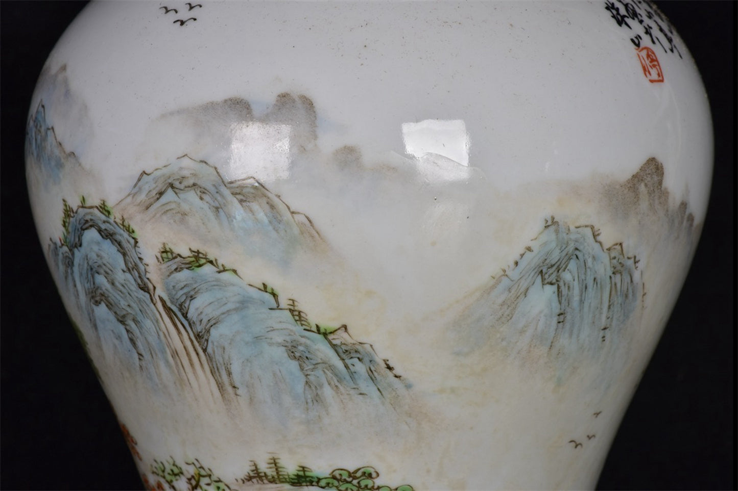 Chinese Antique Landscape Pattern Wang Xiaoting Painted General Jar