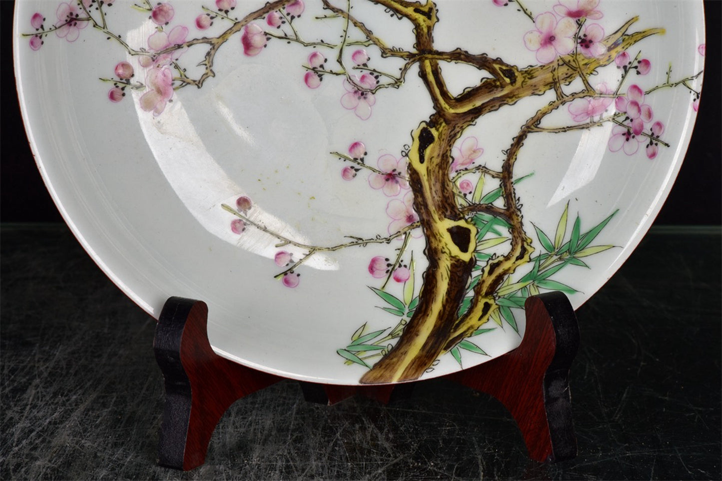 Chinese antique imperial pink plum blossom pattern Shang Pan