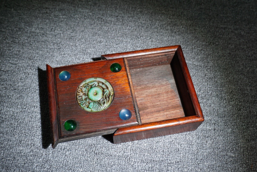 Chinese antique rosewood square jewelry box