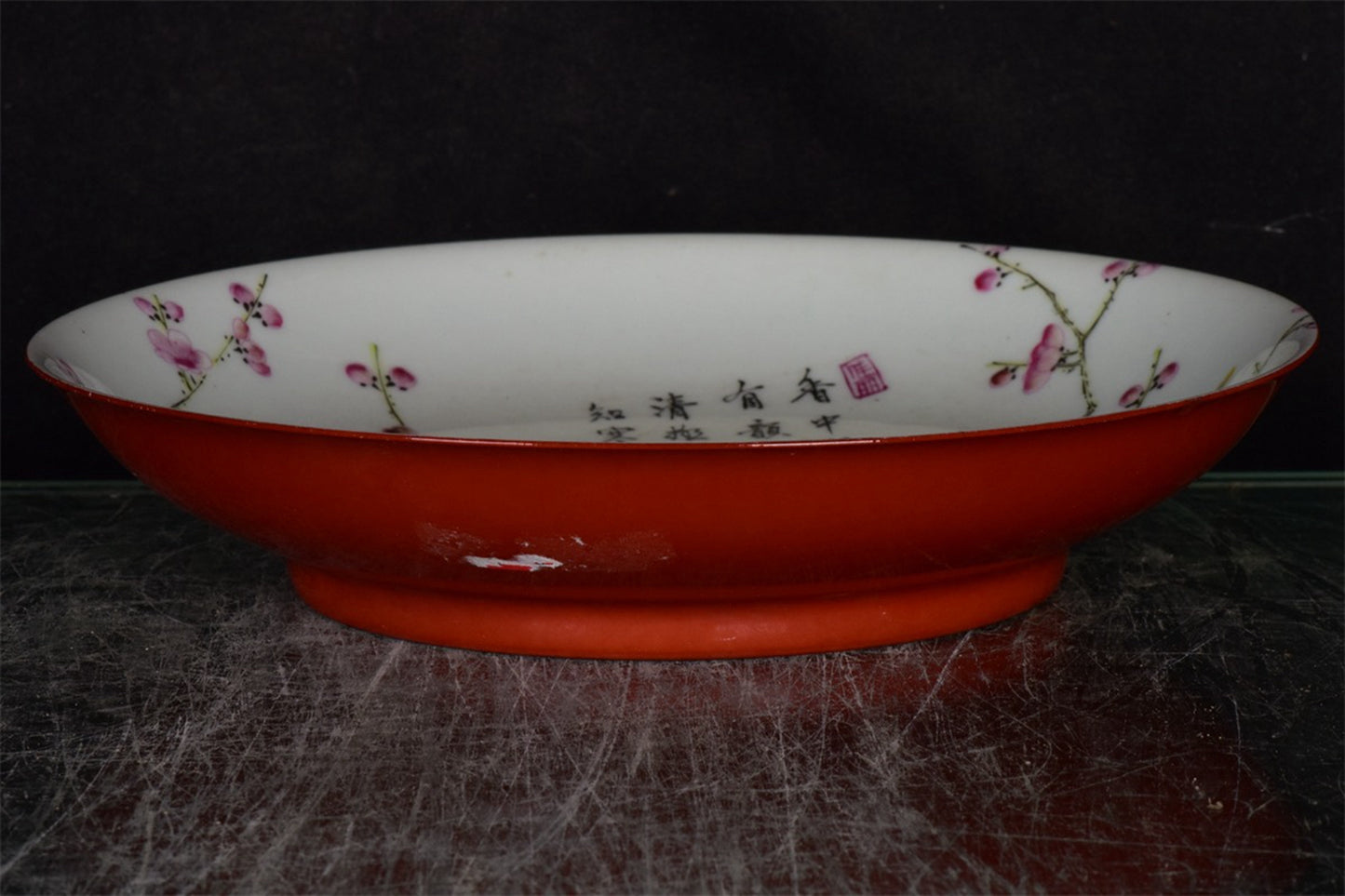 Chinese antique imperial pink plum blossom pattern Shang Pan