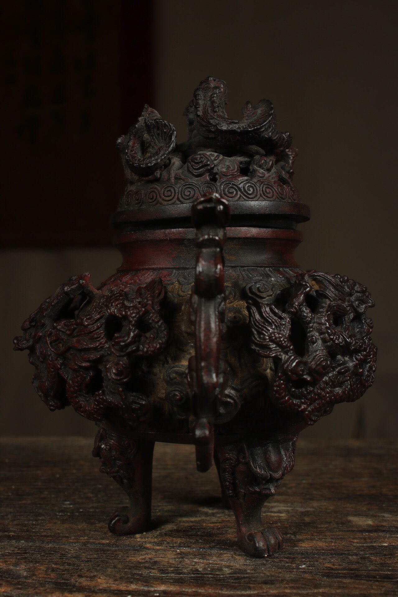 A Chinese antique pure copper Nine Dragon Stove