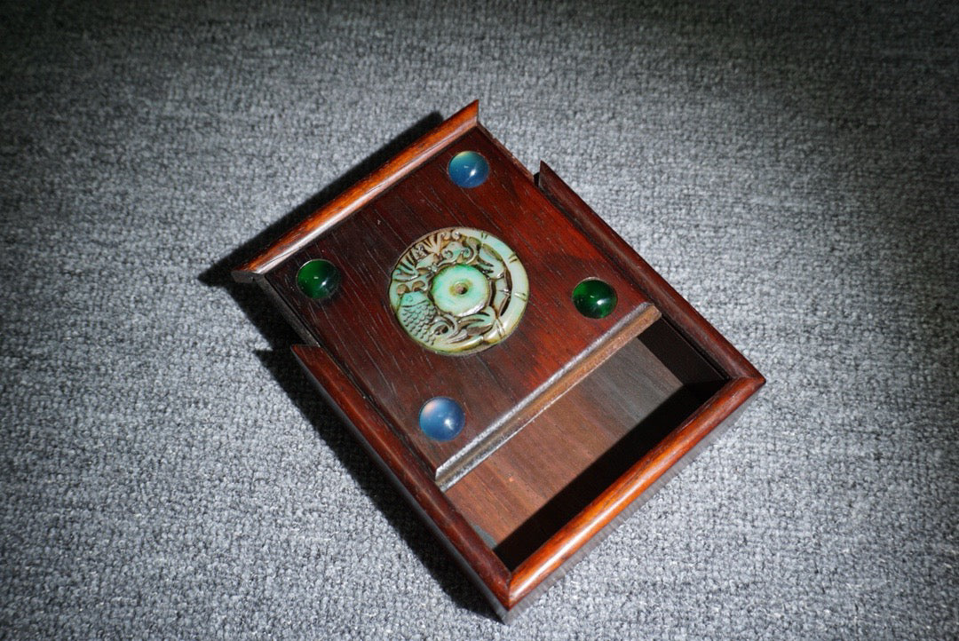 Chinese antique rosewood square jewelry box
