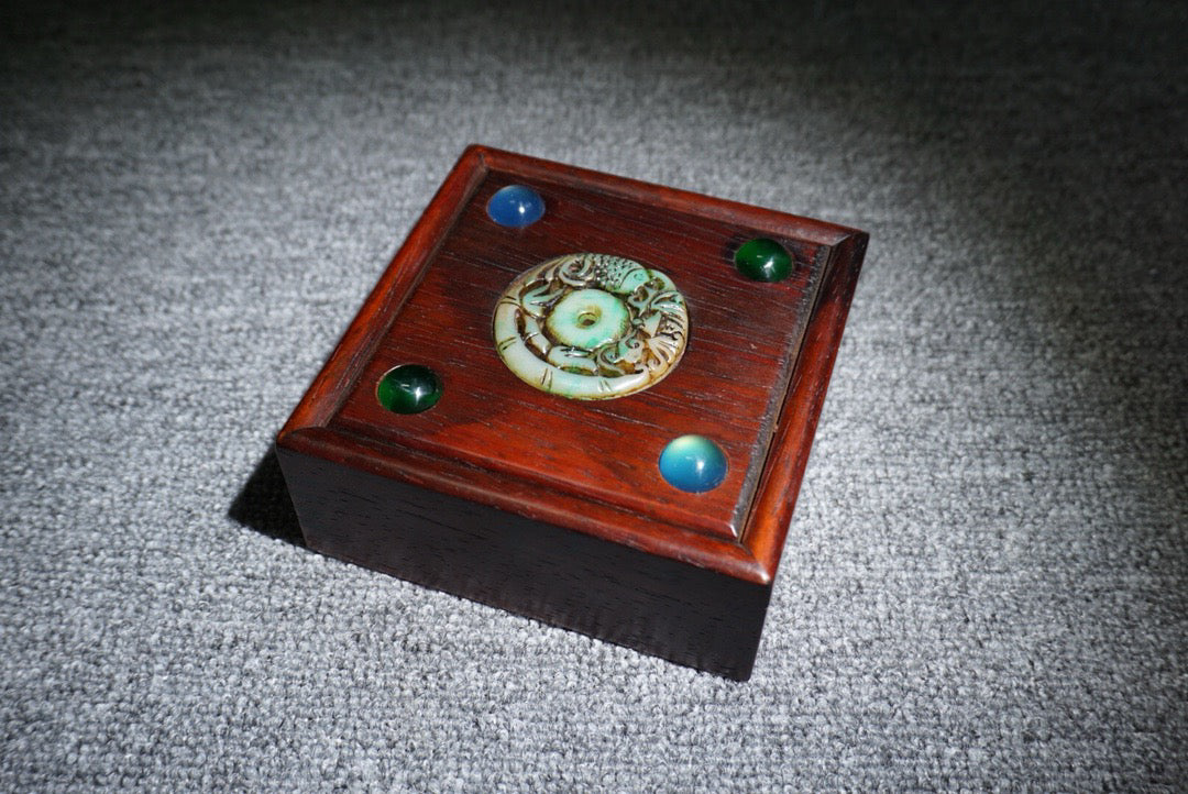 Chinese antique rosewood square jewelry box