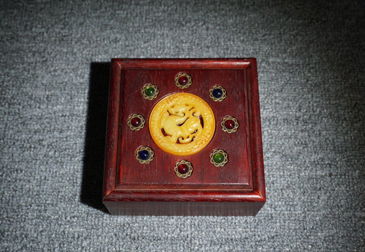 Chinese antique rosewood square jewelry box