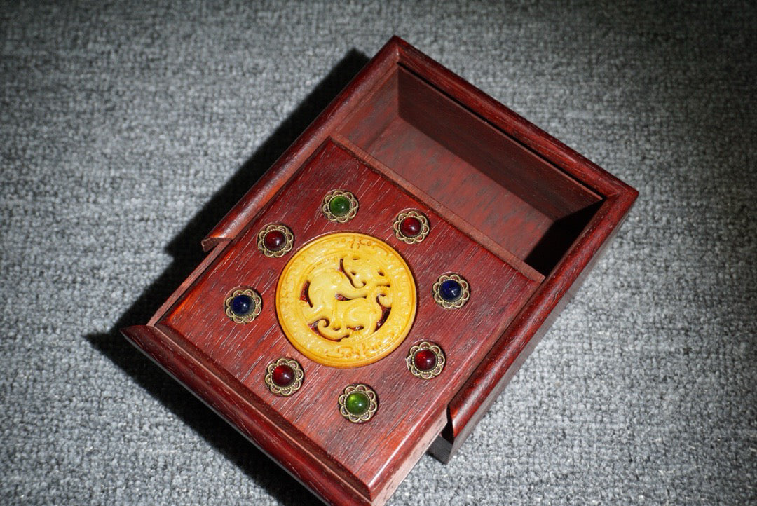 Chinese antique rosewood square jewelry box
