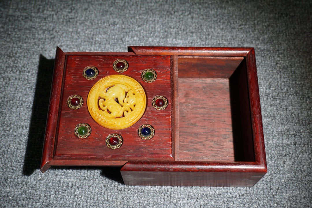 Chinese antique rosewood square jewelry box